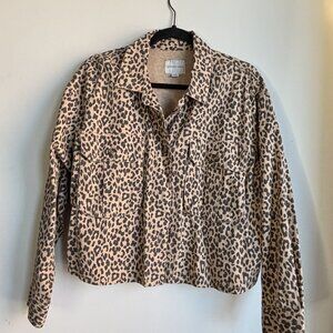 American Eagle Leopard Print Cropped Button Down Jacket - L